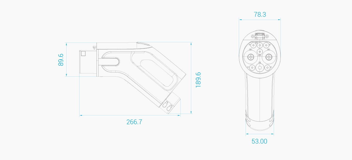 Workersbee G4.0 GB/T Liquid-Cooled DC Charging Cable Dimensions
